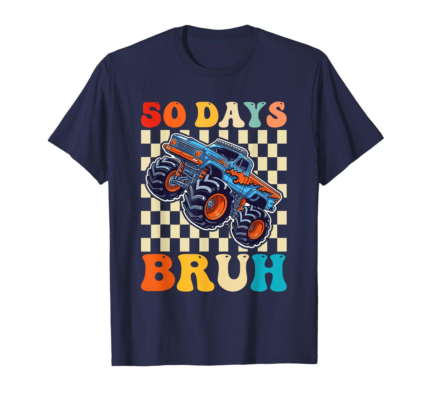Bruh 50 Days of School 50th Day Monster Truck Boys Kids T-Shirt