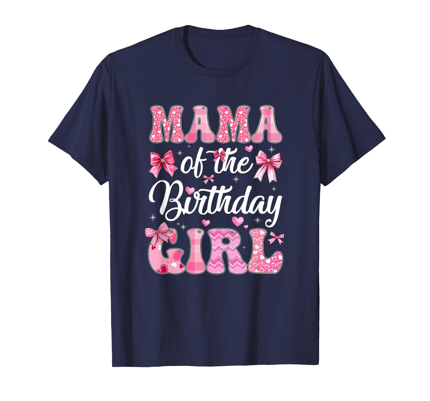 Mama Of The Birthday Girl Family Pink Coquette Bow T-Shirt