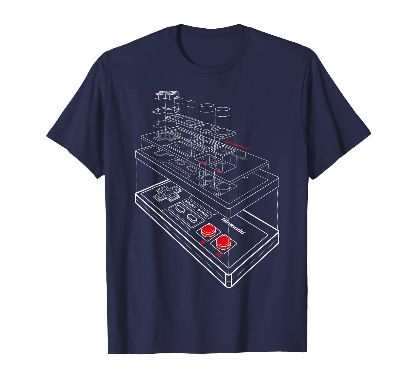 Nintendo NES Controller Exploded Schematic Graphic T-Shirt T-Shirt