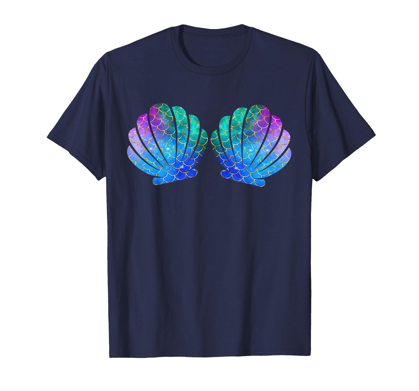Mermaid Sea Shell Bra Costume Matching Party Graphic Mermaid T-Shirt
