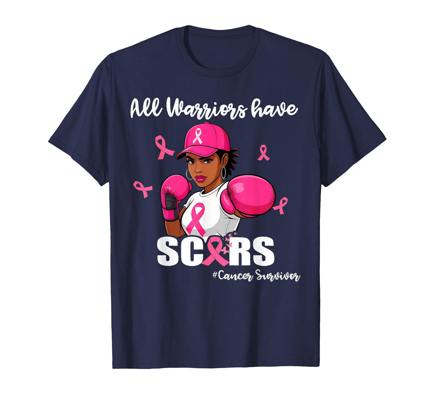 Women Black African American Fight Breast Cancer Pink Ribbon T-Shirt