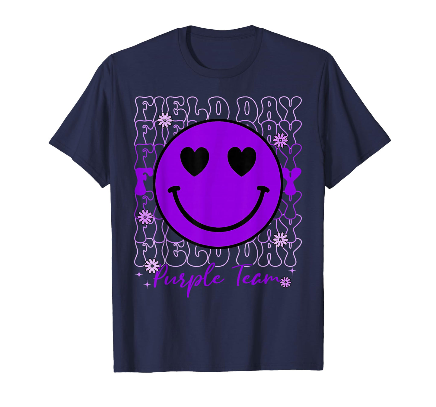 Field Day Purple Team Smile Face Field Day Games Kid Teacher T-Shirt