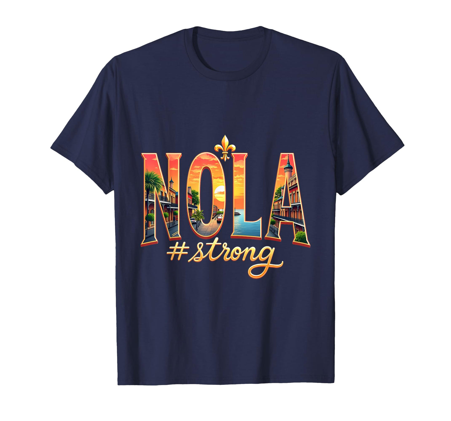 Vintage NOLA Strong Elegant NOLA Fleur-de-Lis Heart Design T-Shirt
