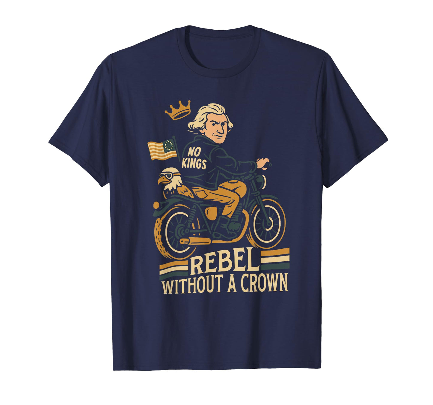 No Kings Retro Patriotic George Washington 4th of July T-Shirt