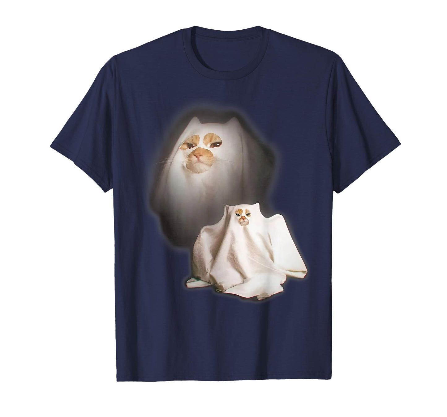 Ghost Cat Meme Funny Halloween Men Women Kids T-Shirt