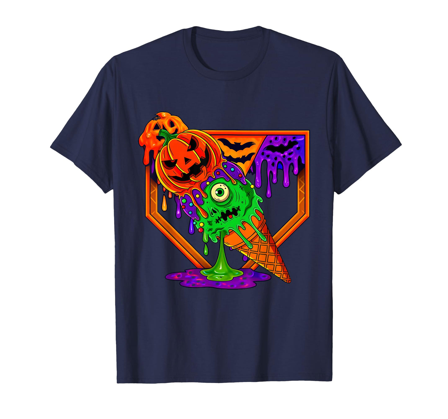 Funny Halloween Baseball Ice Cream Drip Boys Girls Youth T-Shirt