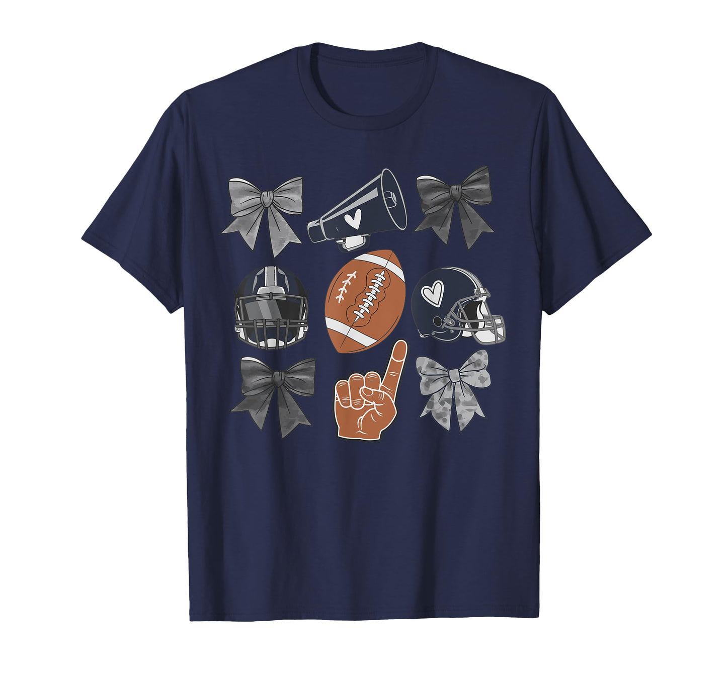 Football Love Cheer Helmet Bows Fan Sports Women Men T-Shirt