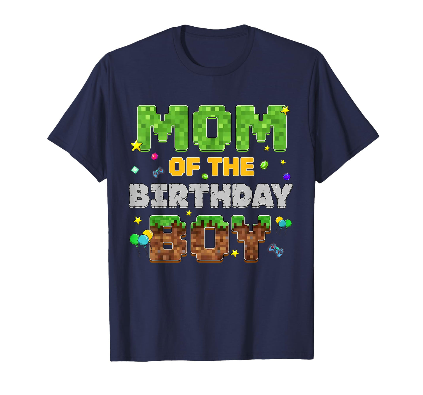 Mom Of The Birthday Boy Pixel Gamer Party Matching Family T-Shirt