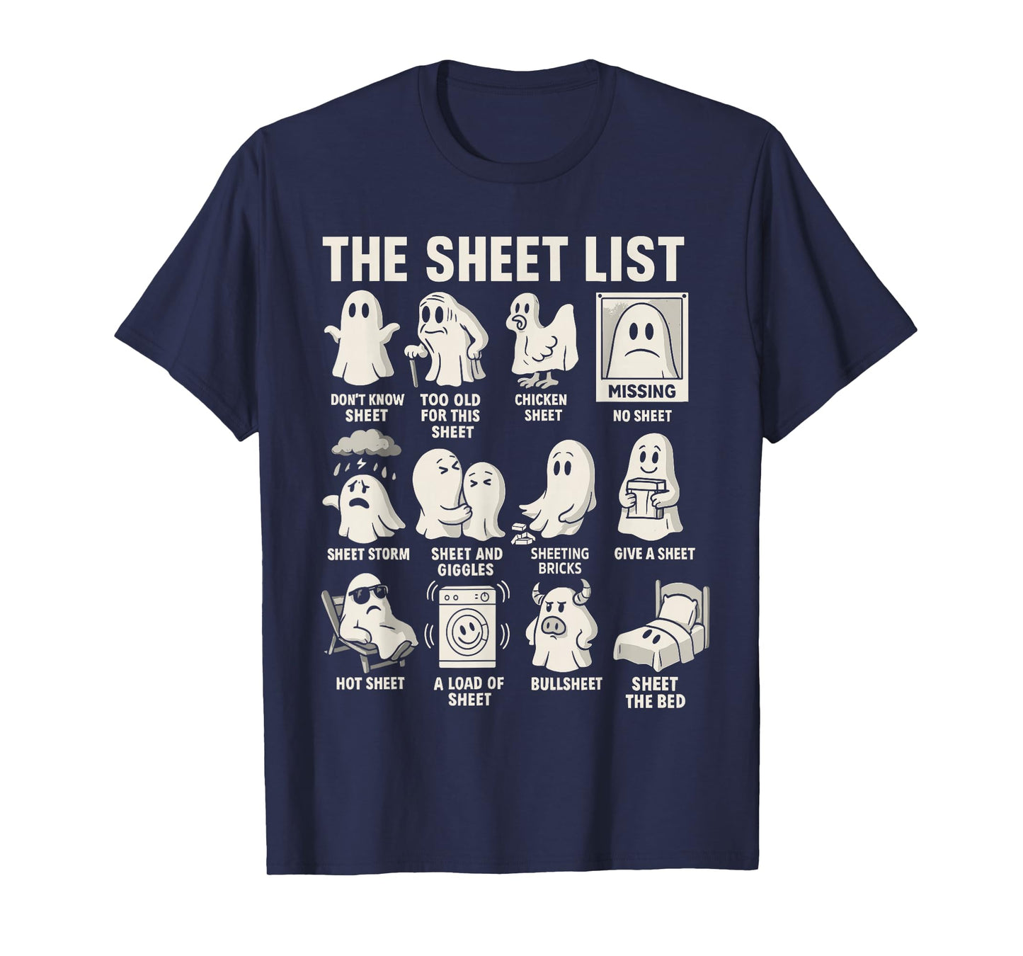 Ghost Halloween Costume, The Sheet List Shirt Funny Boo T-Shirt