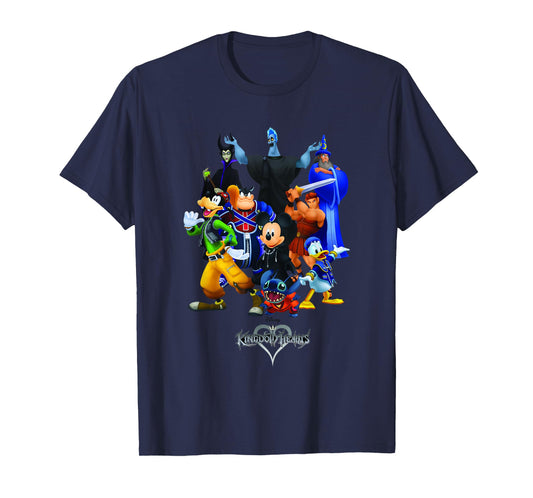 Disney Kingdom Hearts Magical Characters Mash Up Chest Logo T-Shirt