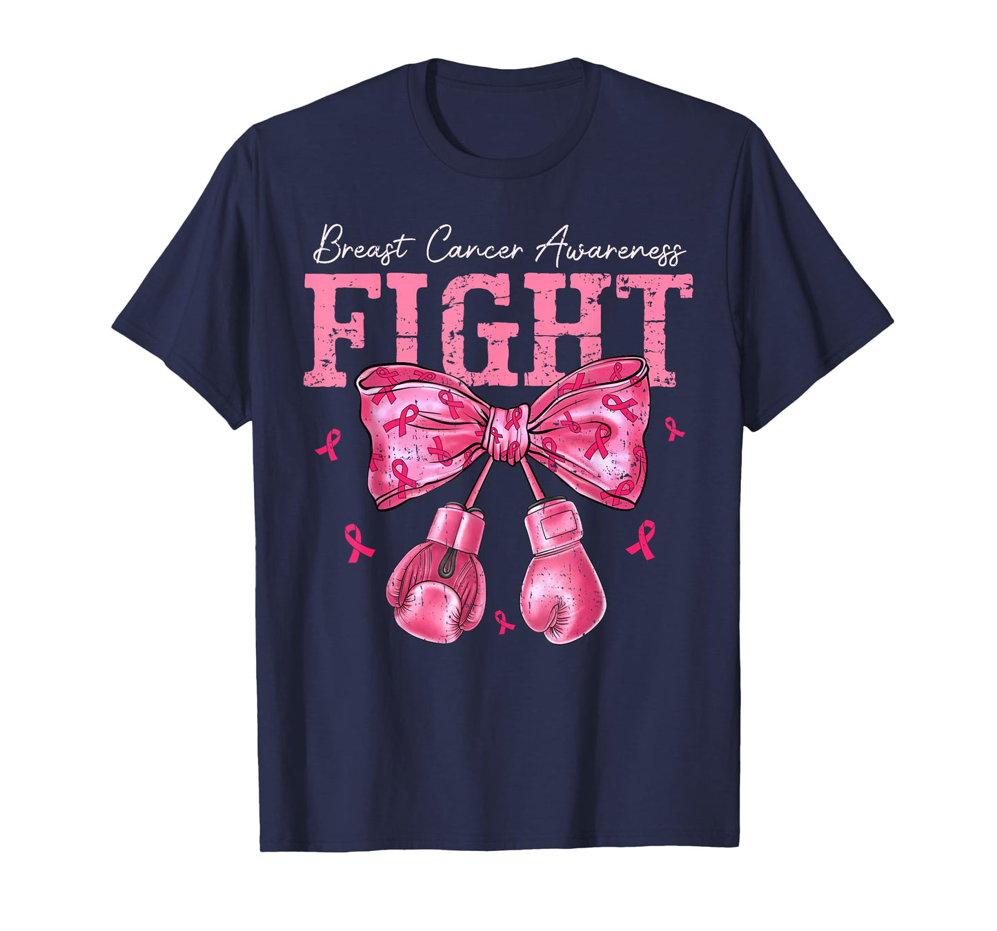 Fight Breast Cancer Awareness Shirts Women Bow Pink Ribbon T-Shirt