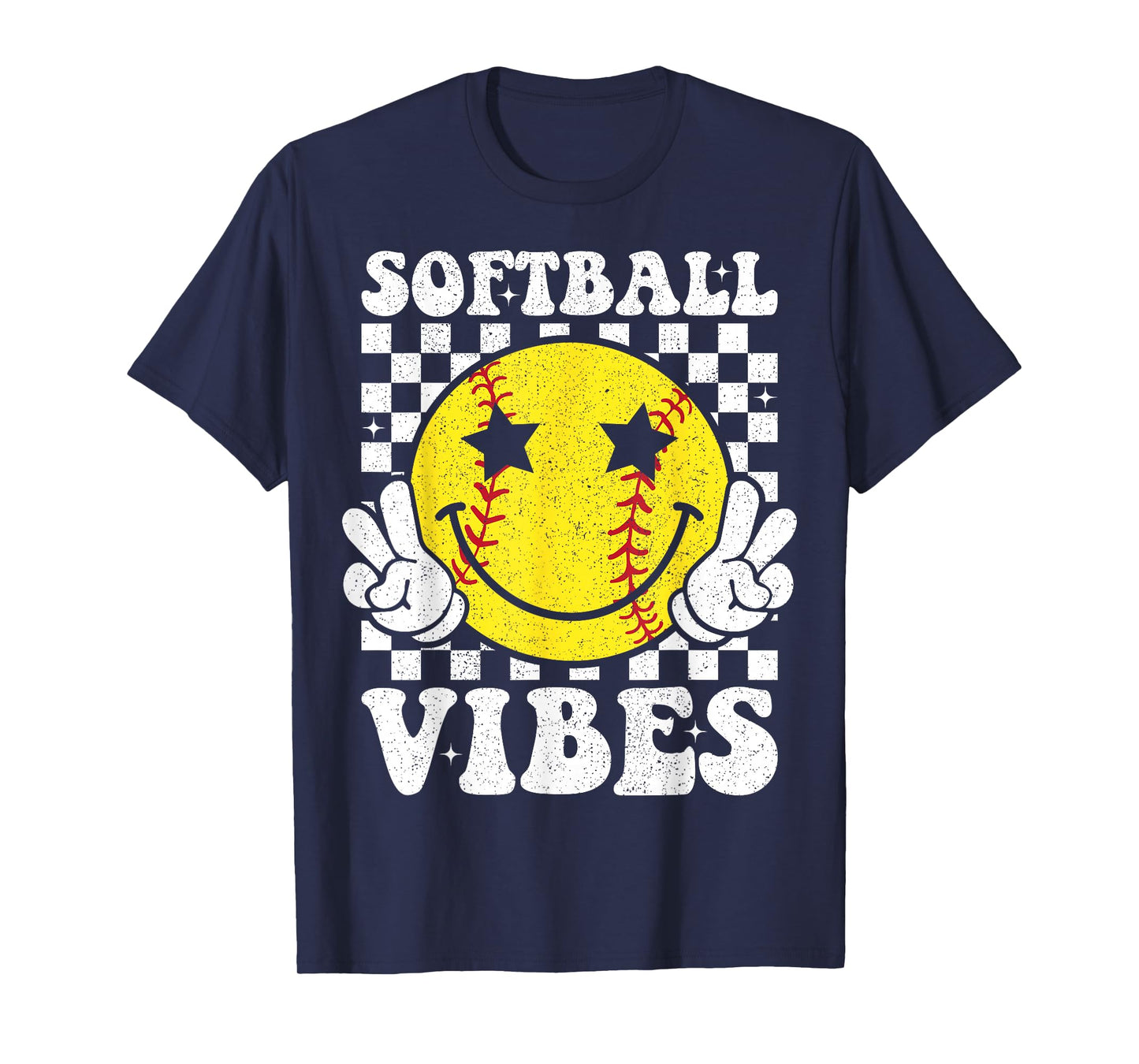 Softball Vibes Softball Retro Groovy Game Day Girls Women T-Shirt