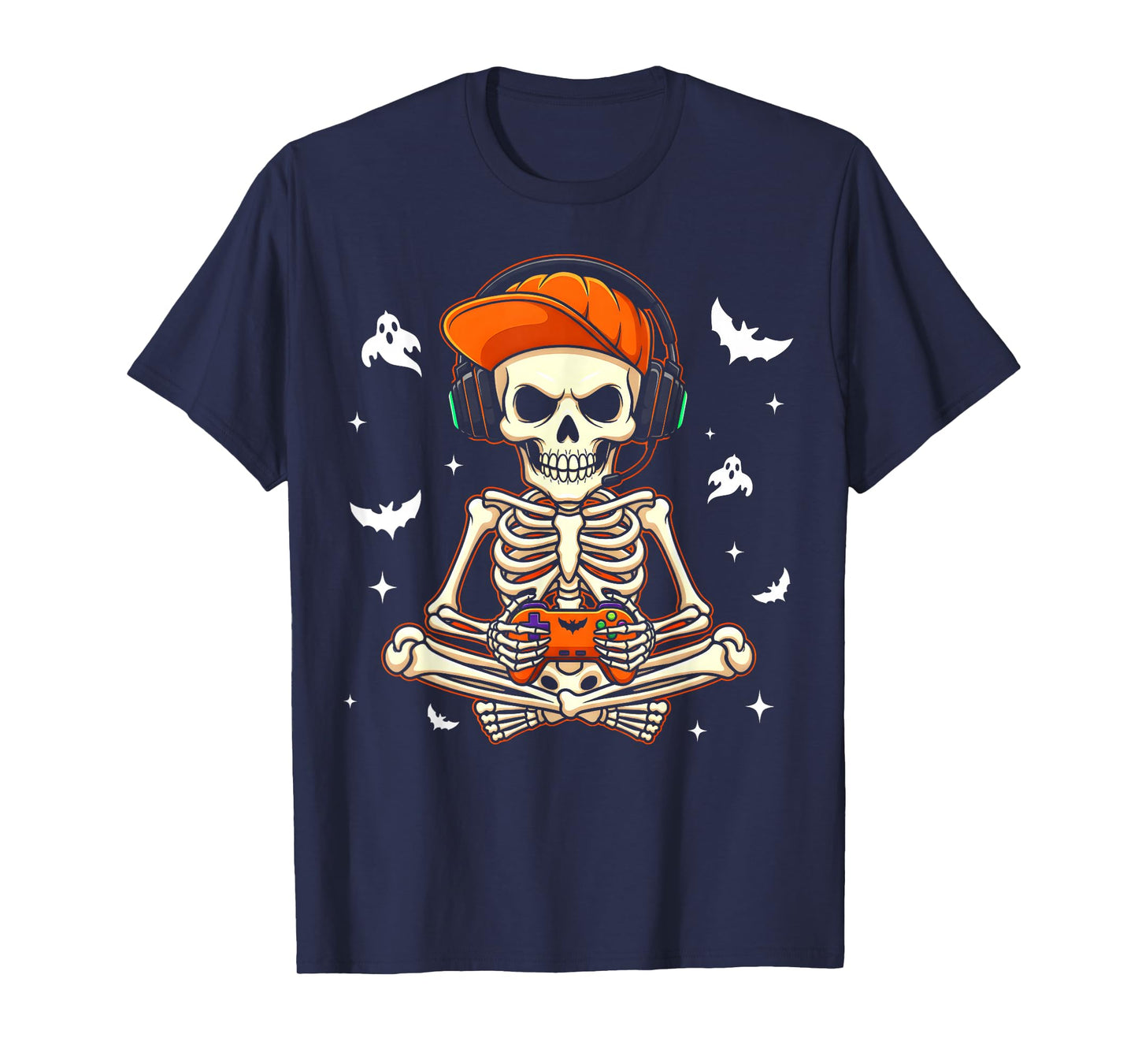 Funny Gaming Hallowen Skeleton Gamer Video Kids Boys T-Shirt