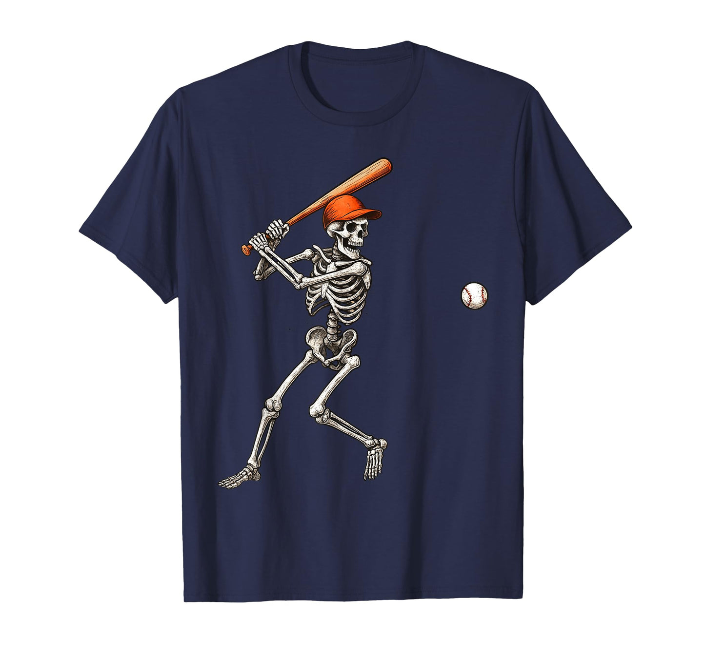Funny Skeleton Batting Baseball Player Men Boys Halloween T-Shirt