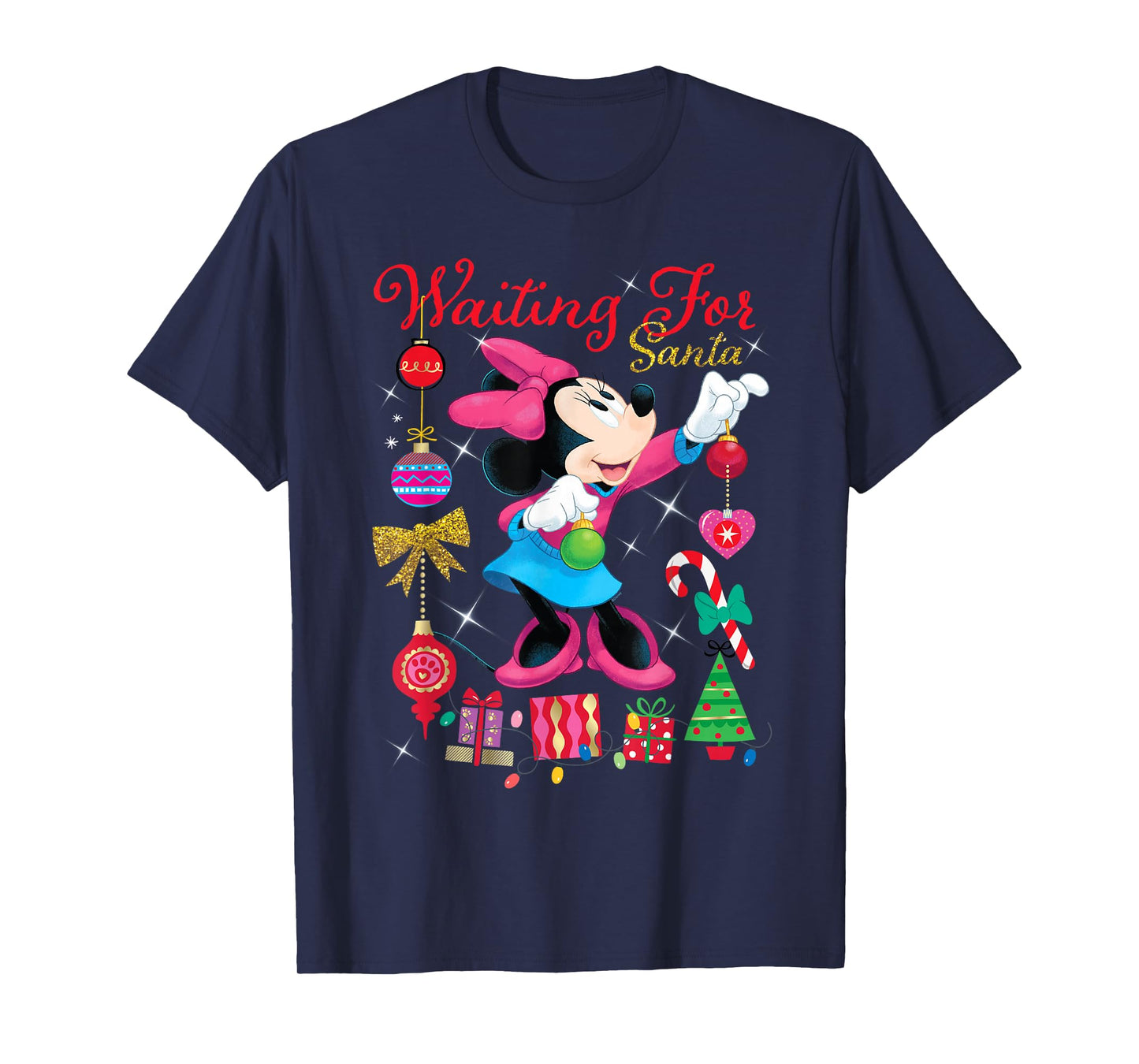 Disney Minnie Mouse Christmas Waiting for Santa Holiday T-Shirt