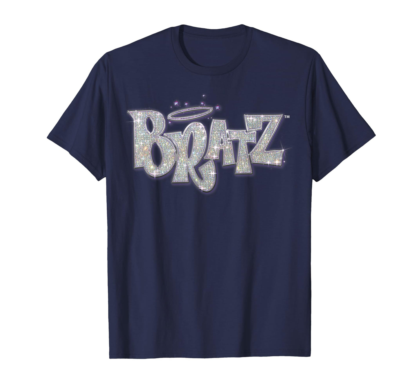 Bratz Silver Glitter Logo Purple Lining Angel Halo Sparkles T-Shirt