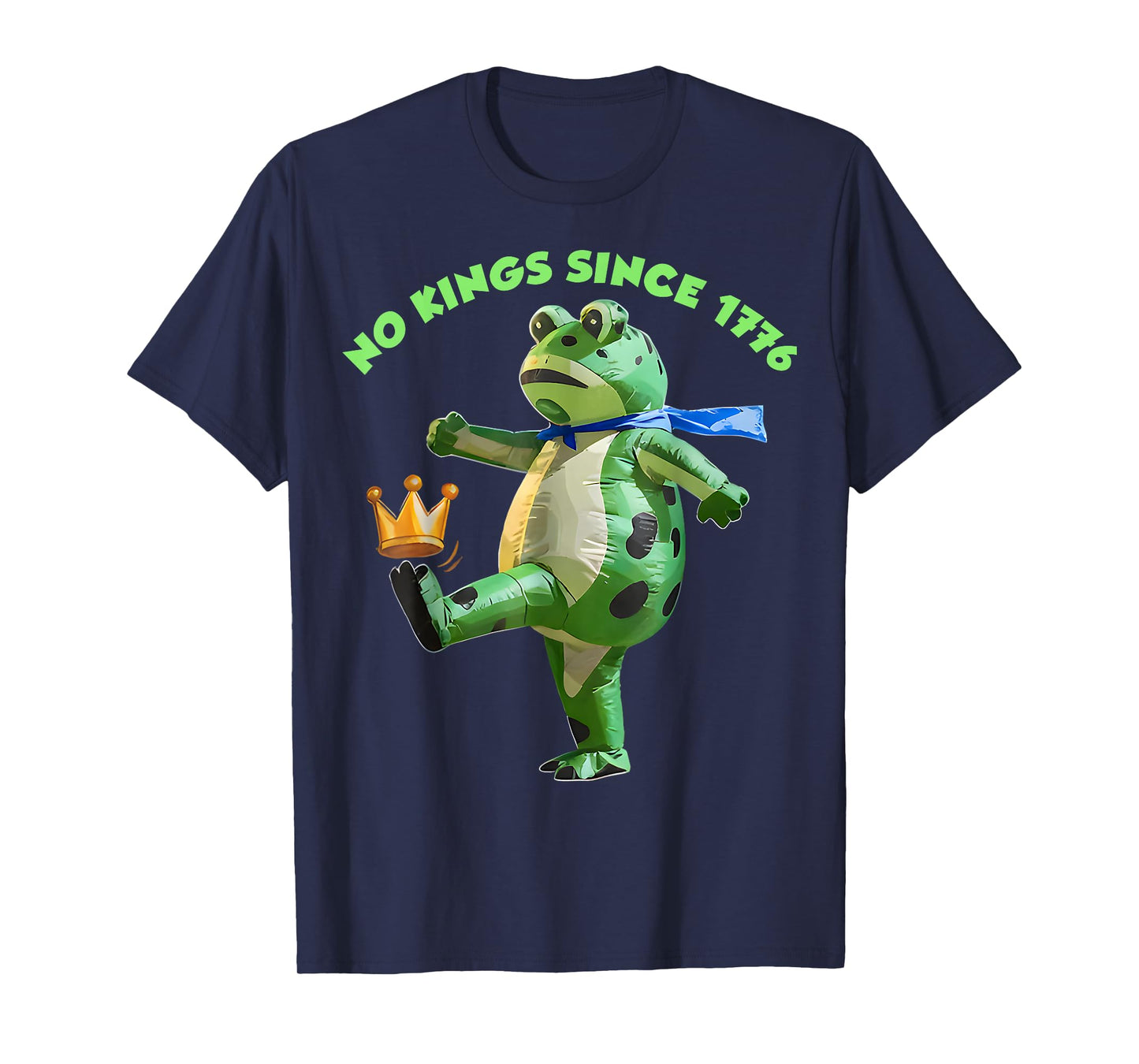 No Kings Since 1776 Portland Frog Kicking Crown Retro T-Shirt
