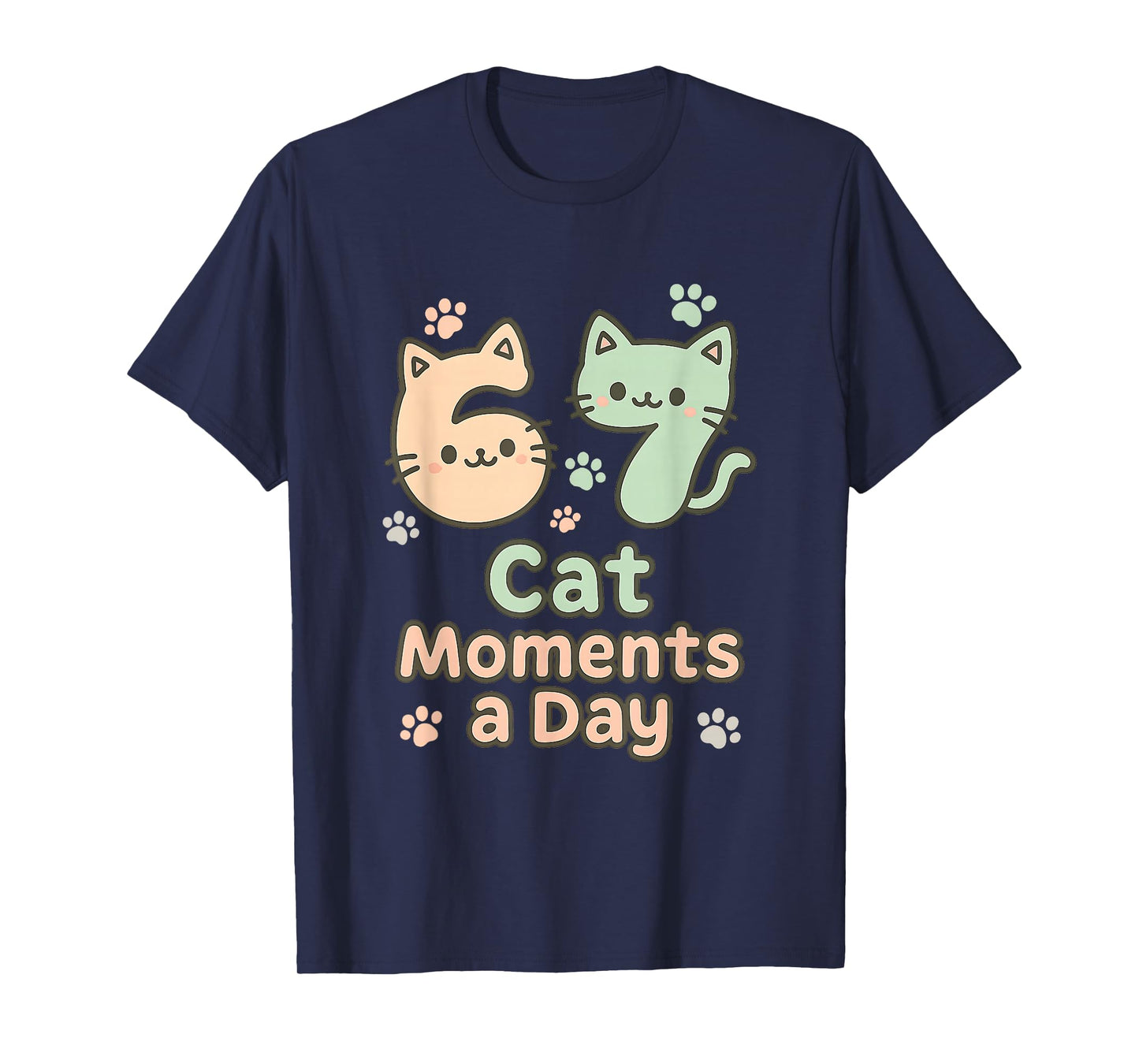 Kawaii Cat Kitten Mom 6 7 Alpha Gen Slang Six Seven Meme T-Shirt