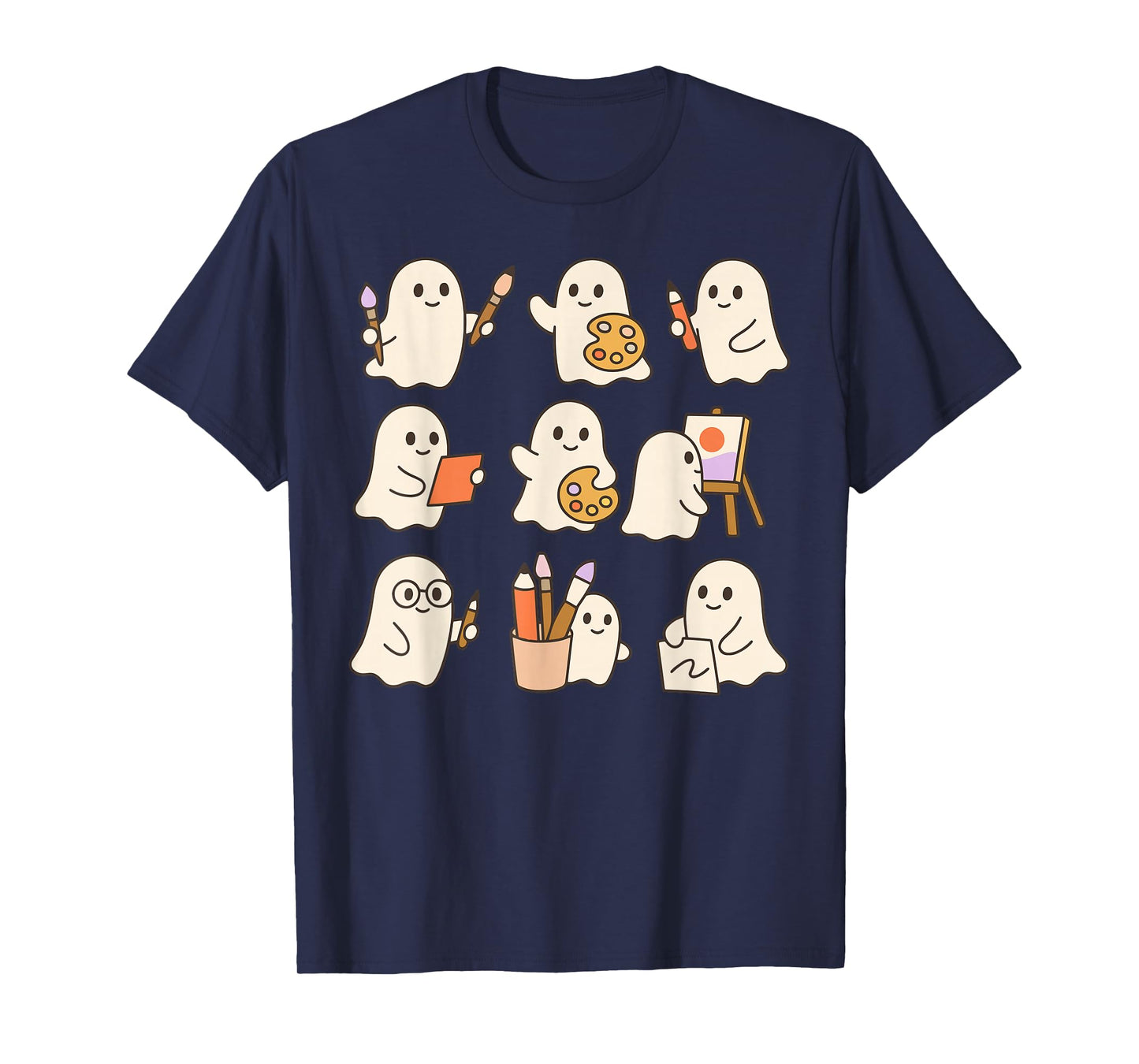 Art Teacher Ghost Halloween Artists Painter Teacher Spooky T-Shirt