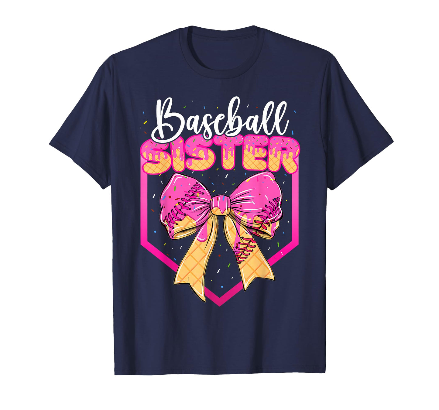 Baseball Sister Drip Ice Cream Drip Girls Sprinkle Youth T-Shirt