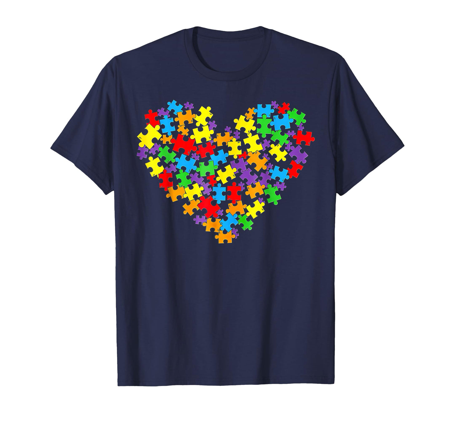 Girls Womens Autism Awareness Heart Puzzle Piece T-Shirt