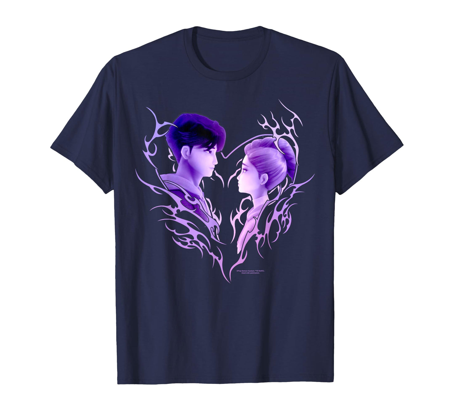Kpop Demon Hunters Halloween Jinu & Rumi Heart Portrait T-Shirt
