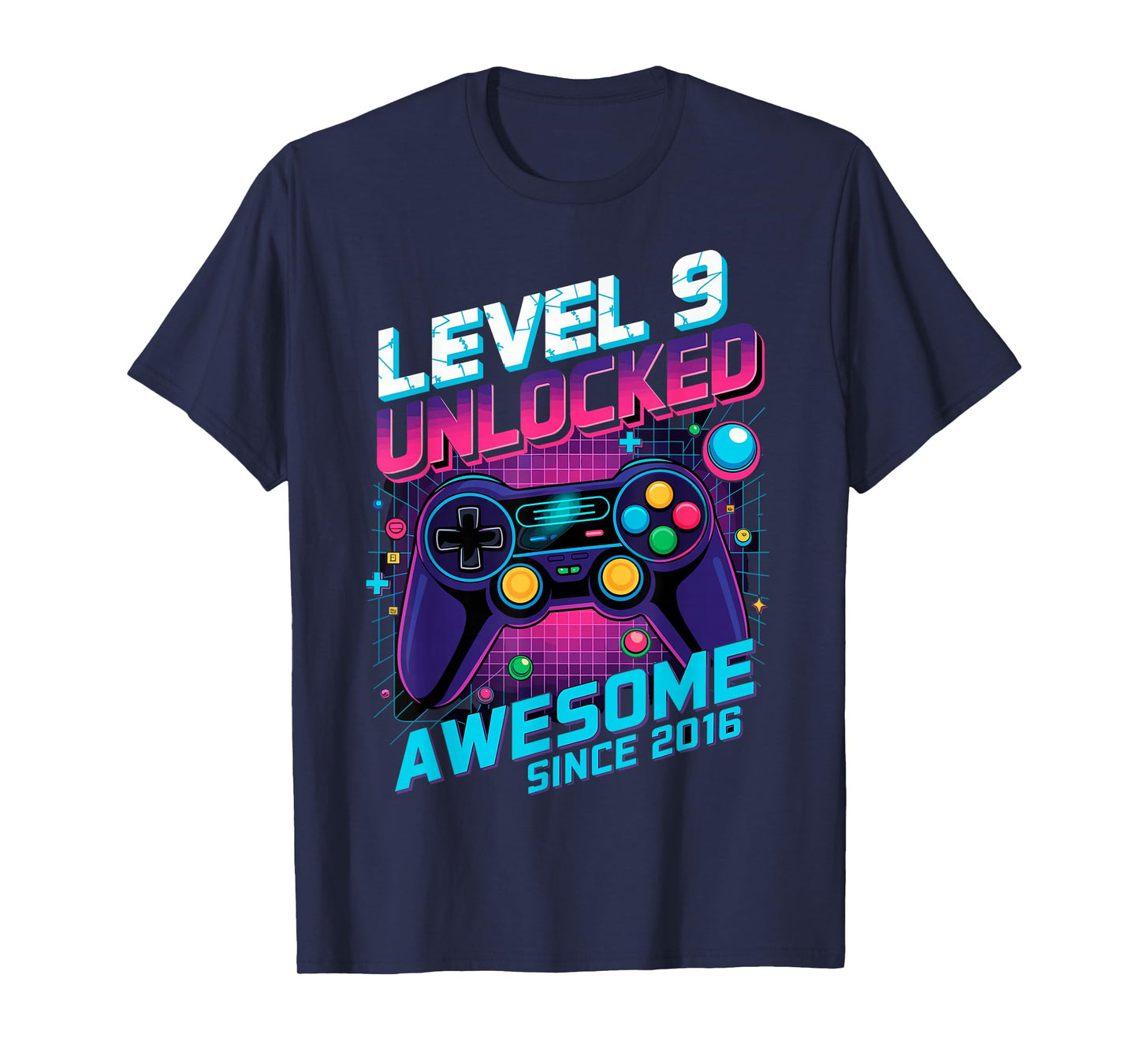 Awesome Since 2016 9th Birthday Level 9 Unlocked Gamer T-Shirt