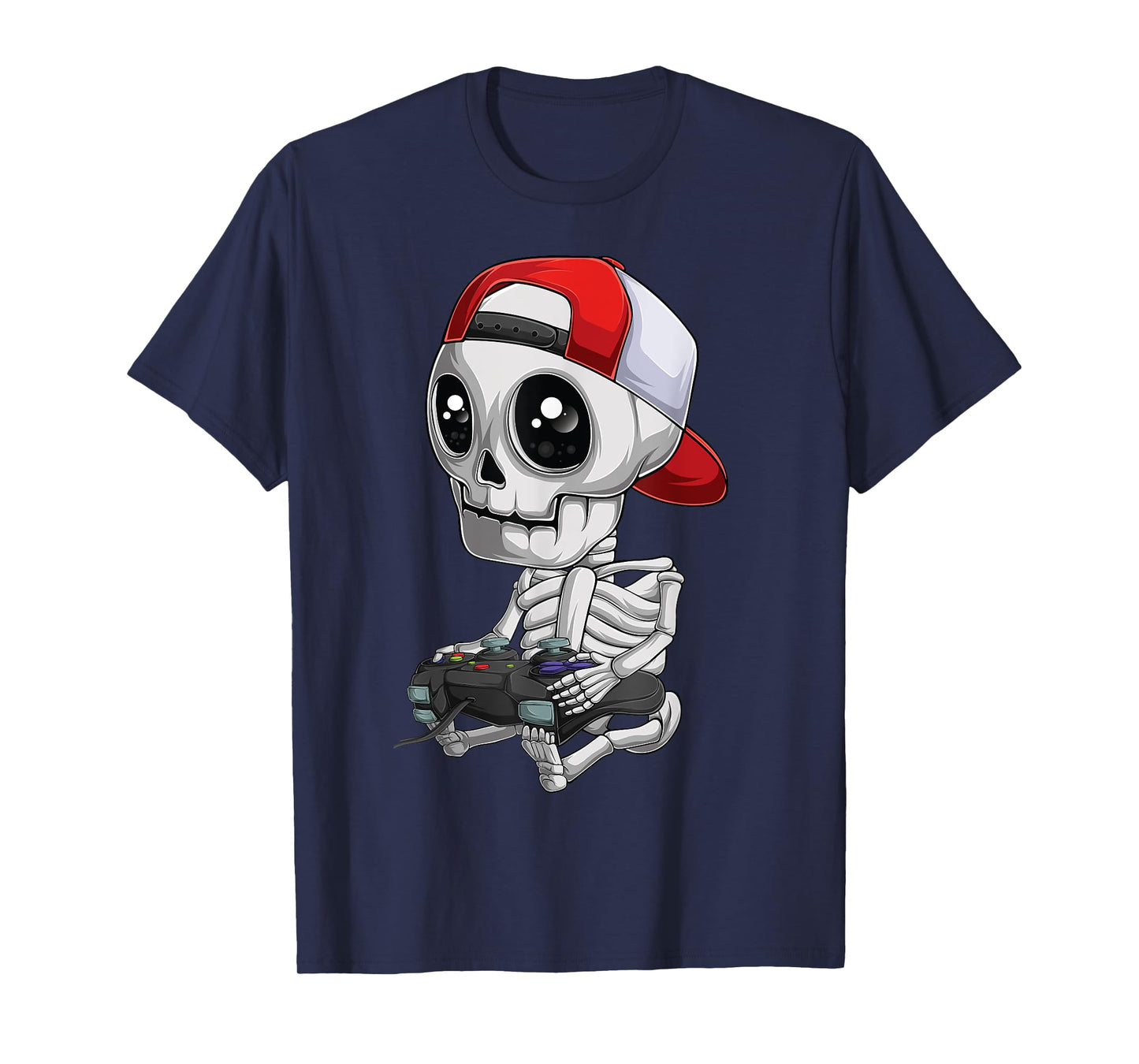 Skeleton Halloween Video Gamer Gifts Kids Boys Teens Men T-Shirt