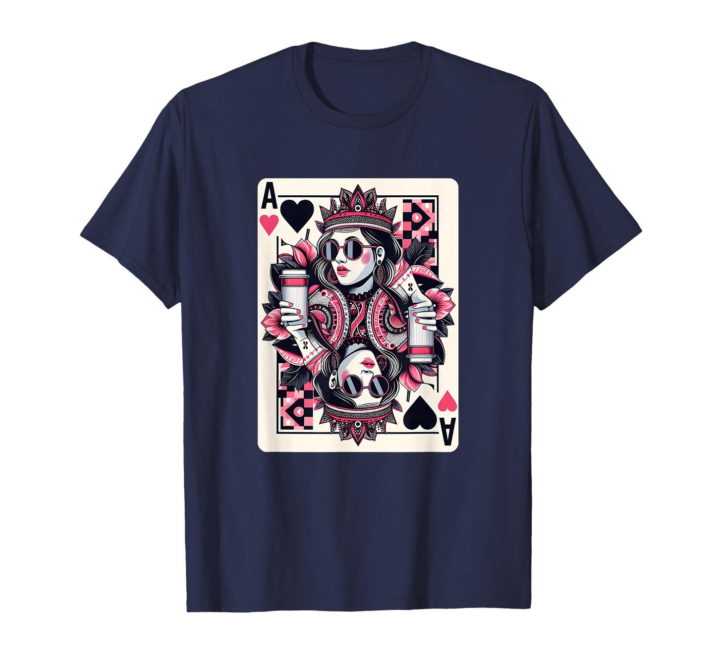 Queen Of Hearts Coffee Lover Queen Card Poker Gambling T-Shirt