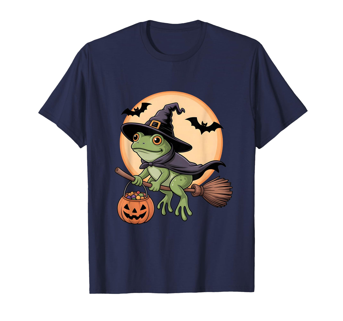 Frog Witch Hat Pumpkin Halloween Costume Men Women Kids T-Shirt