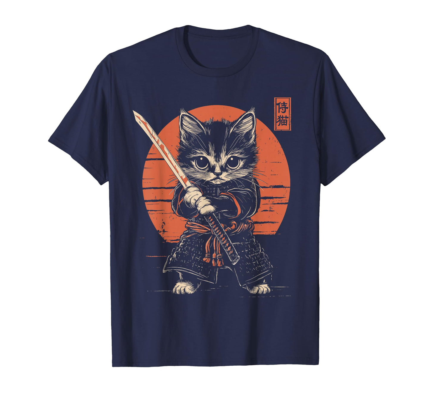 Japanese Samurai Cat Kawaii Ninja Cat T-Shirt