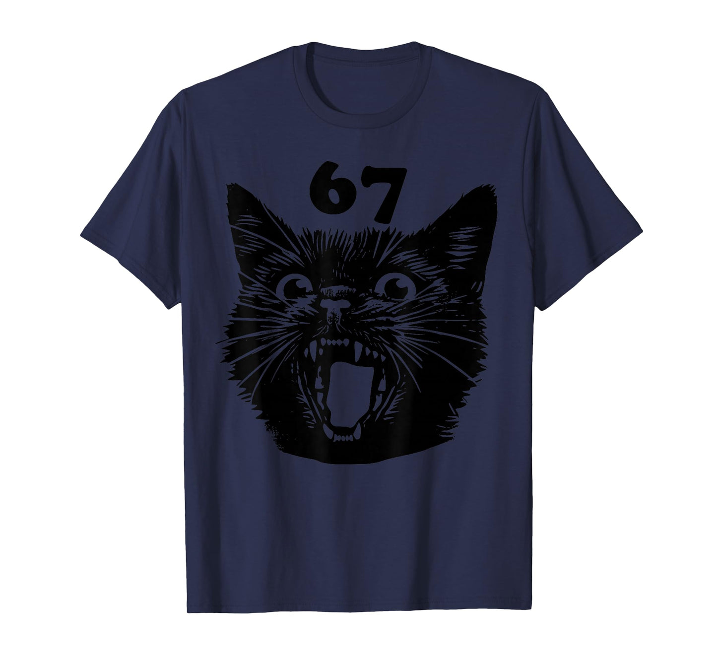 67 Halloween Black Cat Brainrot Meme Six Seven Girls Kids T-Shirt