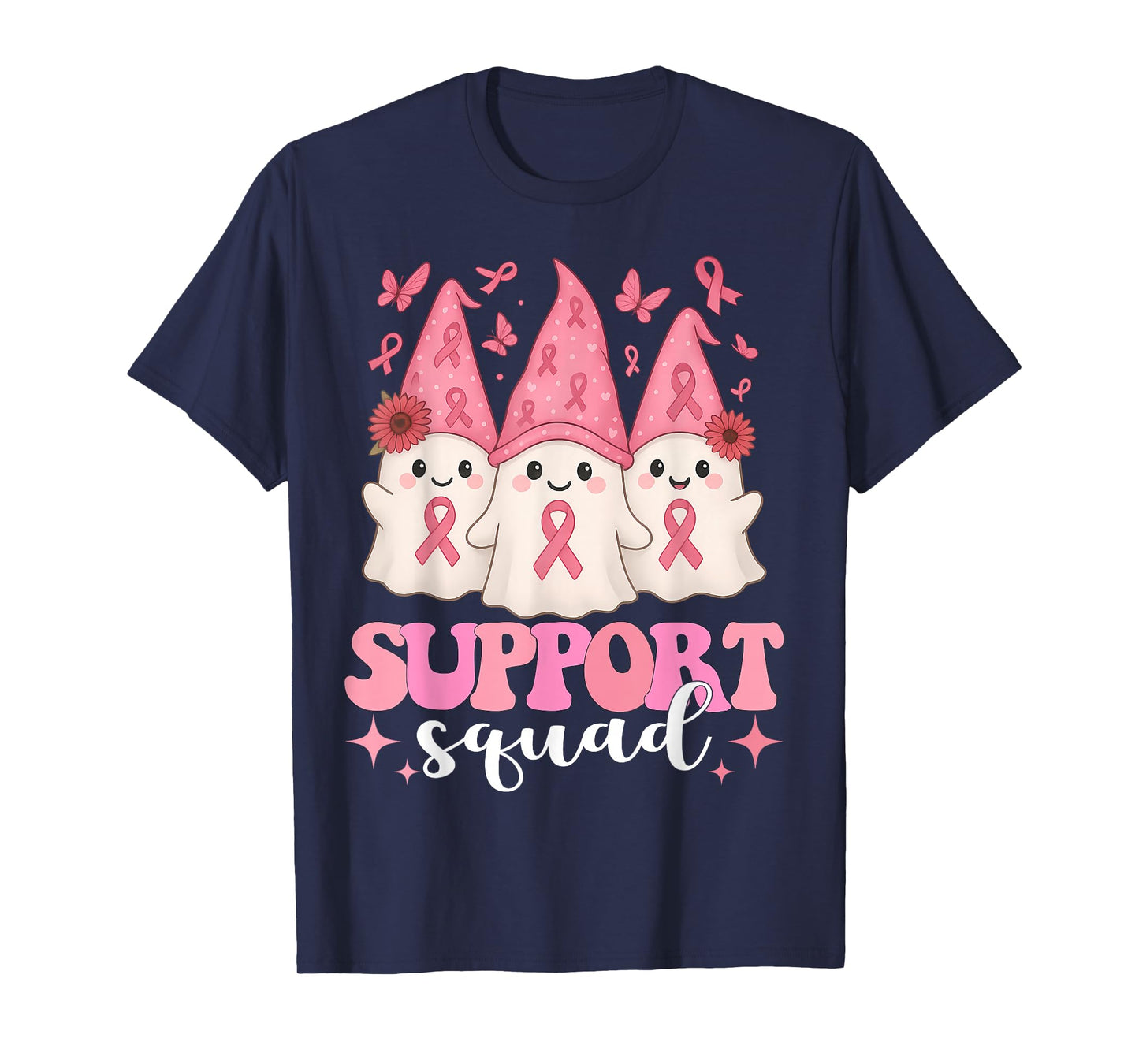 Halloween Ghost Pink Support Squad Breast Cancer Awareness T-Shirt