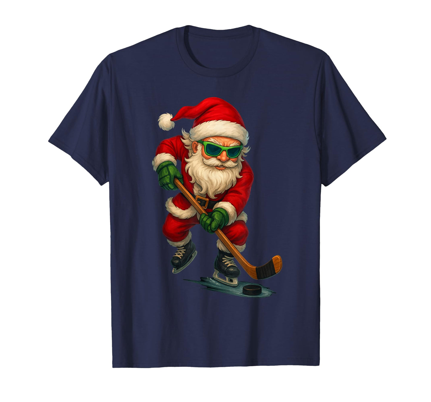 Santa Ice Hockey Player Christmas Xmas Boys Men Boys Funny T-Shirt