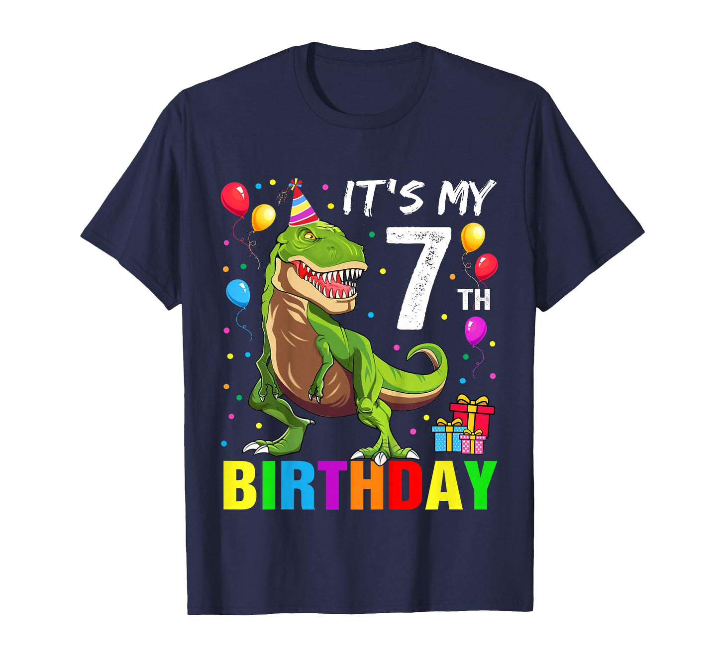 Kids It's My 7th Birthday Happy 7 Year T-Rex Boys T-Shirt
