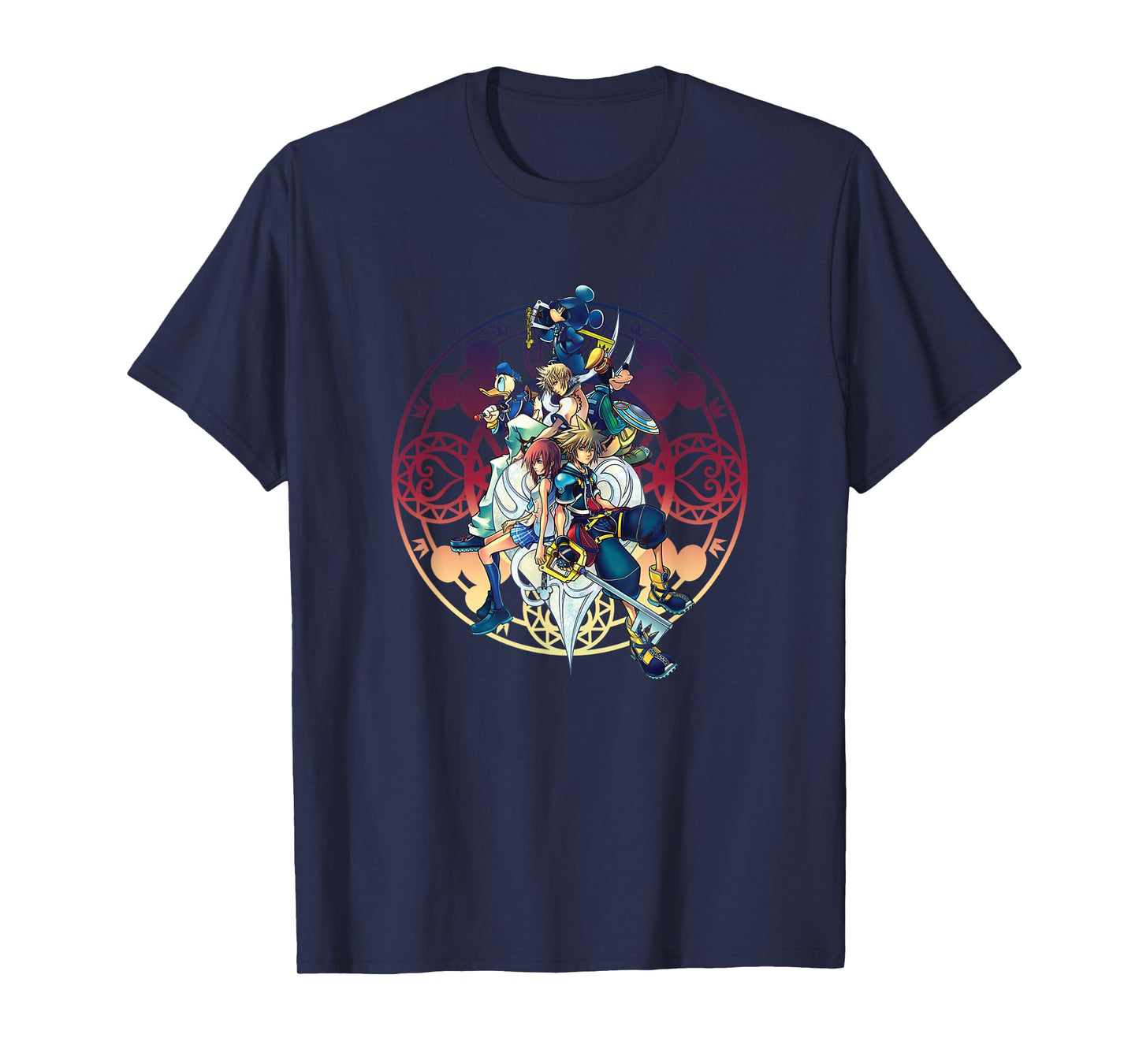 Disney Kingdom Hearts Group Shot Color Gradient Circle Heart T-Shirt