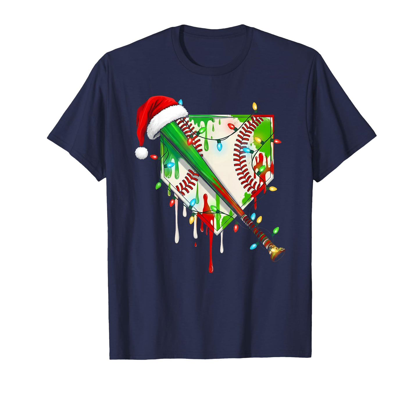 Santa Sports Ice Baseball Christmas Xmas Pajama Kid Men Boys T-Shirt