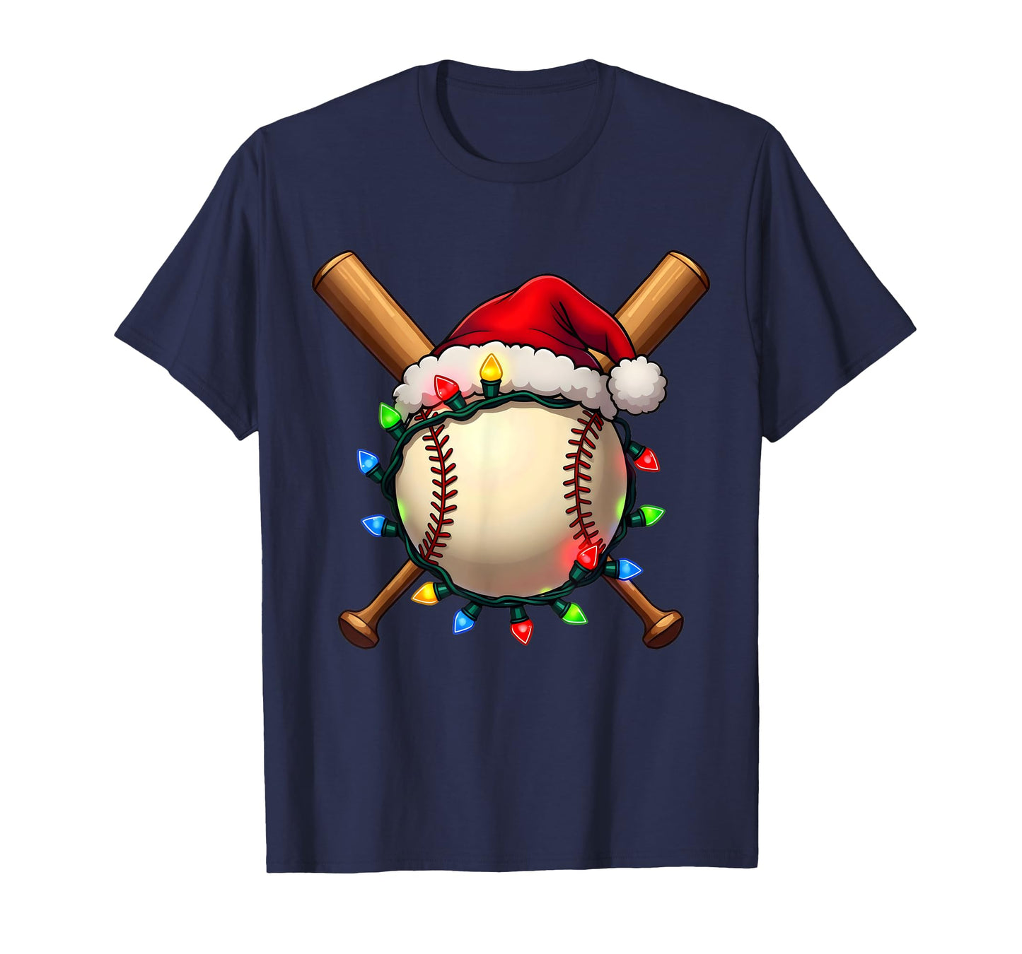 Santa Sports For Men Boys Christmas Day Baseball Player Cool T-Shirt