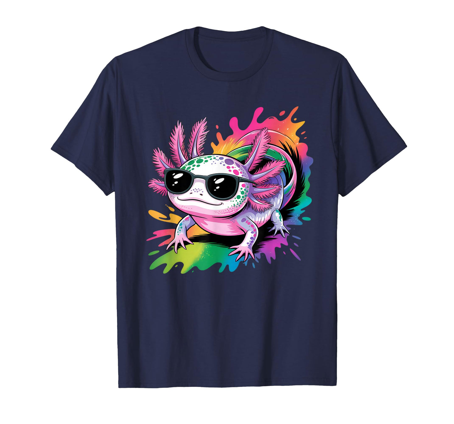 Axolotl with Sunglasses Colorful Cool Axolotl Graphic T-Shirt