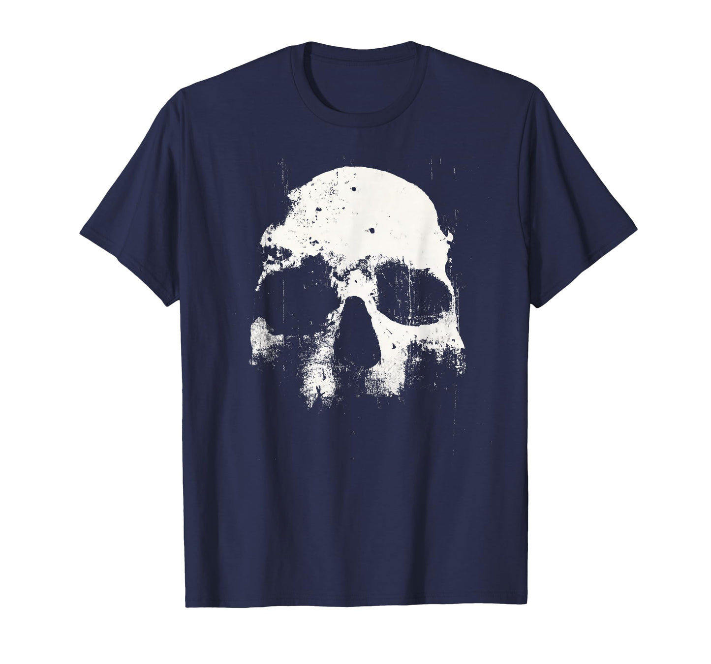 Skull Grunge Black White Art Graphic Halloween Men Women T-Shirt