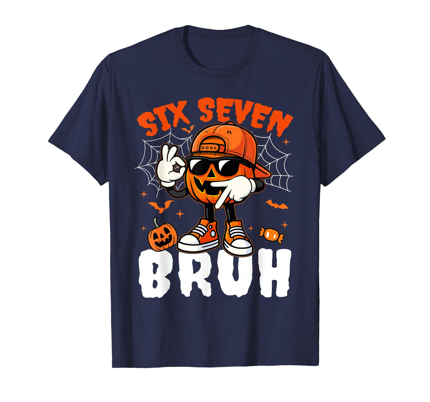 Funny Six Seven Meme Brainrot Pumpkin Kids Bruh 67 Halloween T-Shirt