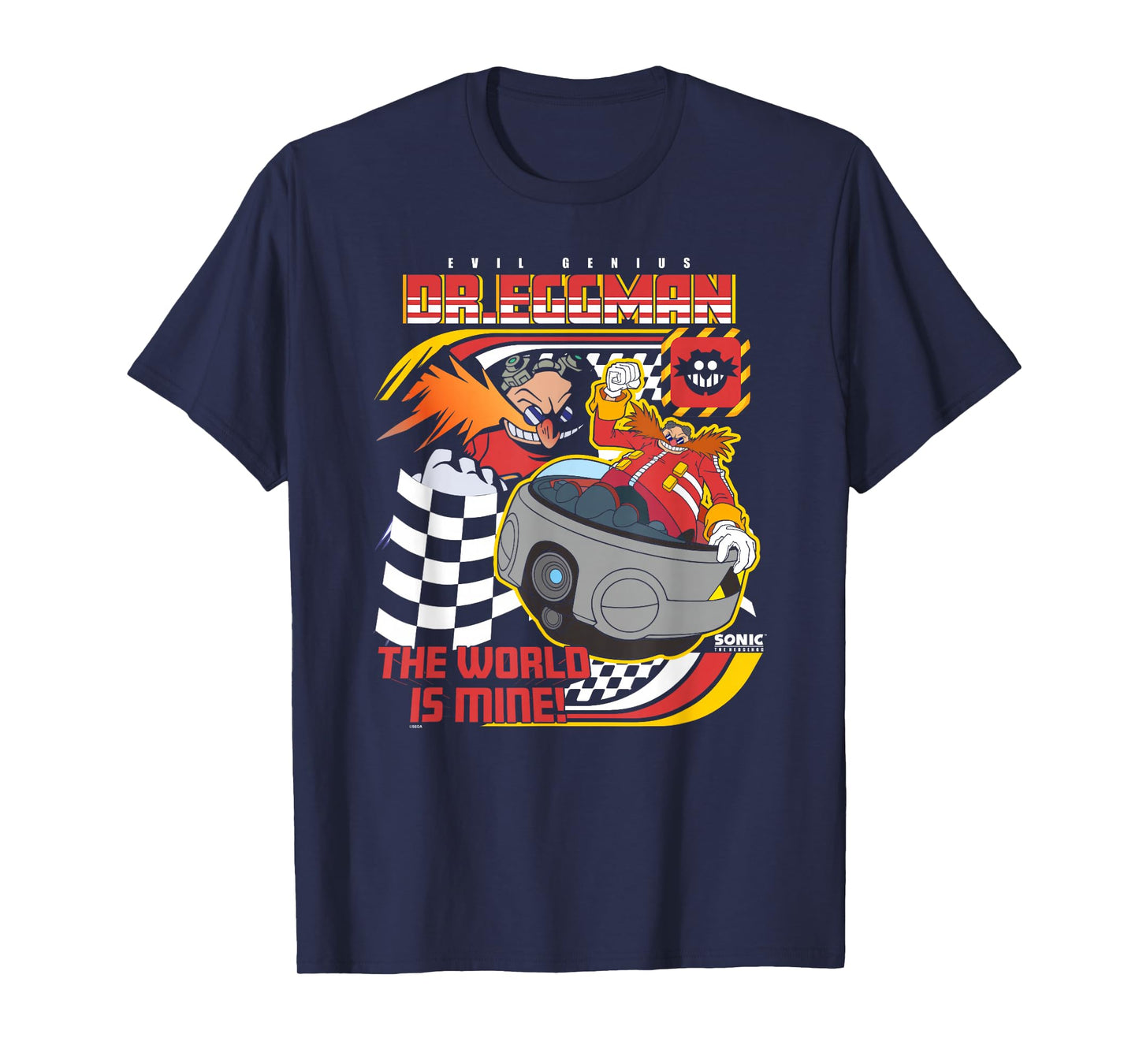 Sonic The Hedgehog Dr Eggman Speeder Race Retro Chest Poster T-Shirt