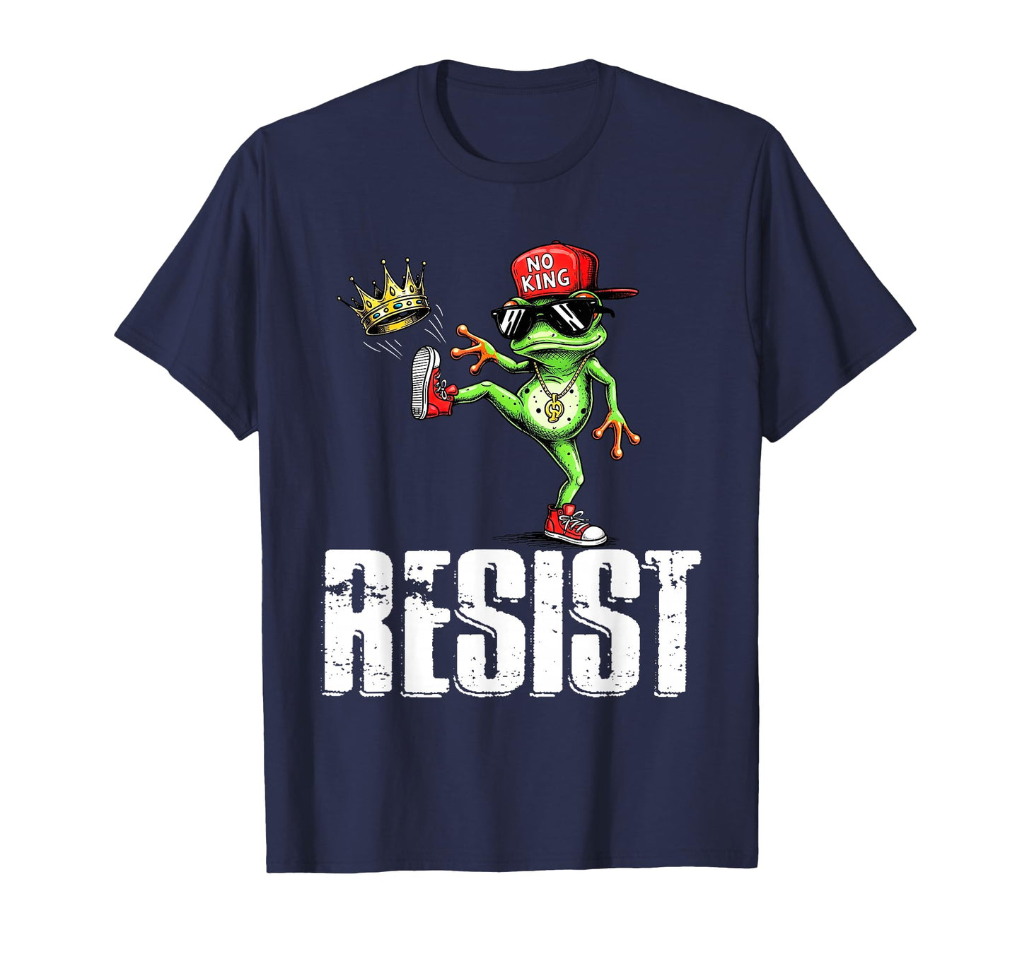 Vintage Cool Frog Resist No King Graphic Retro Streetwear T-Shirt