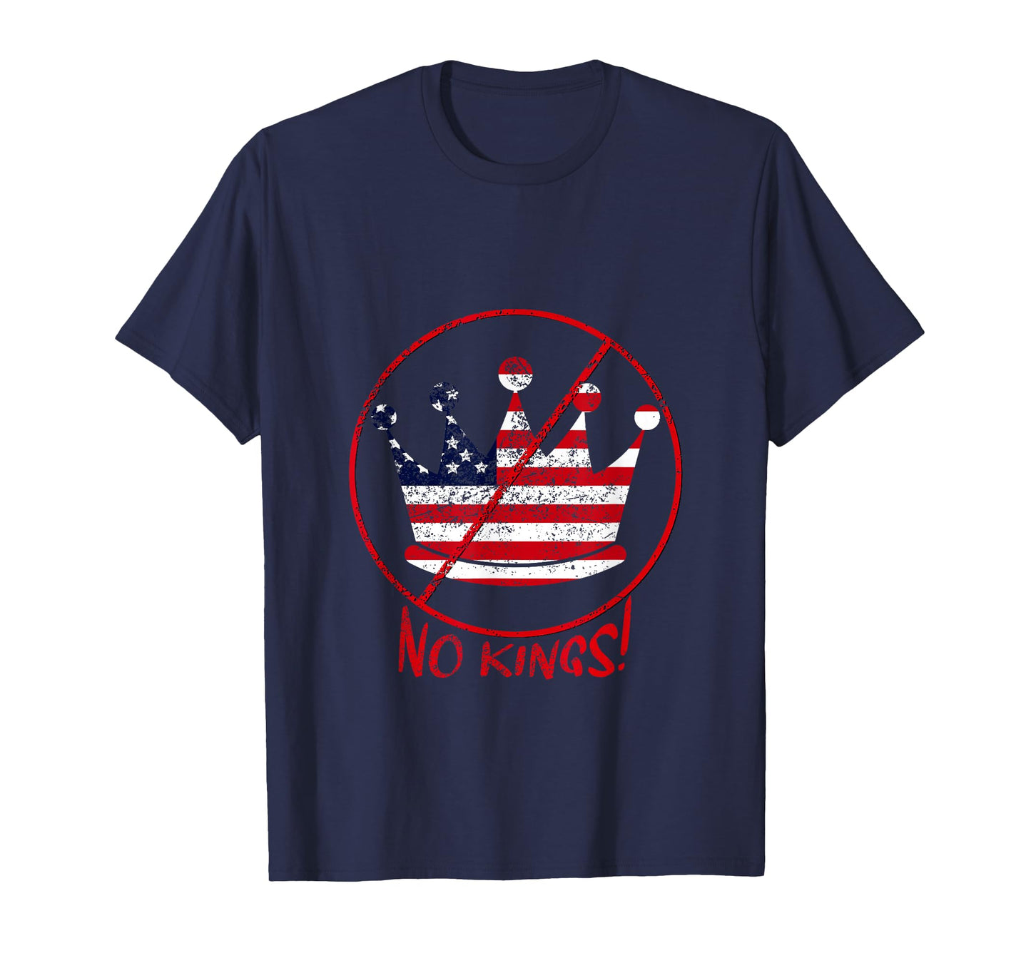Distressed Look Pro-Democracy No Kings in America Patriotic T-Shirt