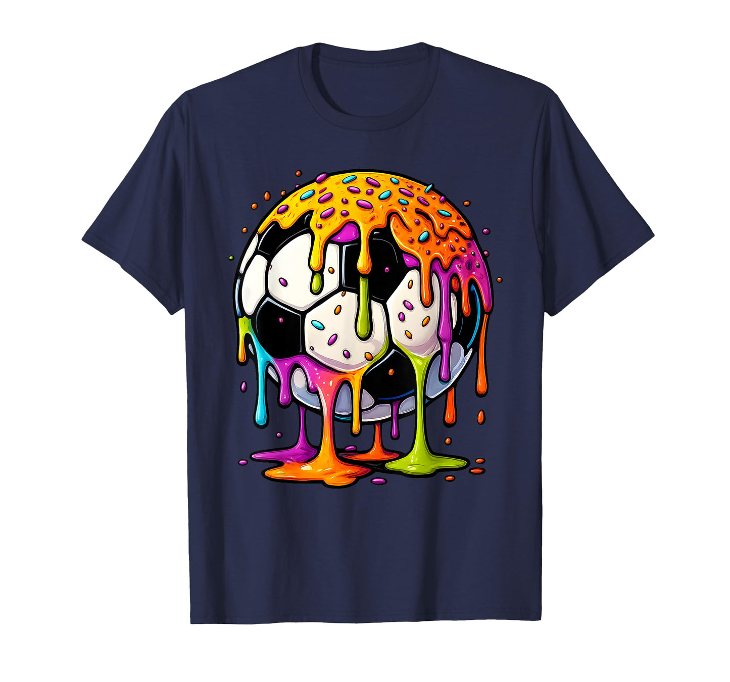 Colorful Dripping Soccer Art Sport Illustration Melting Ball T-Shirt