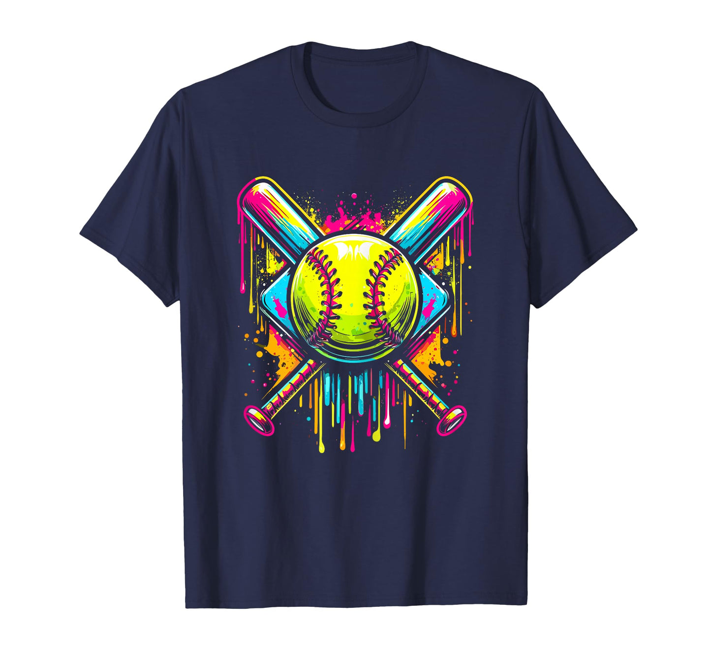 Softball Girl Ice Cream Softball Drip T-Shirt