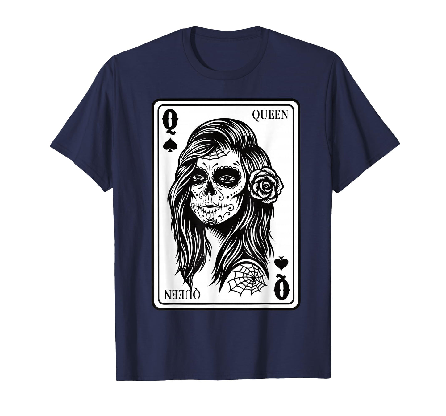 King And Queen Skull - 1/2 Card Hearts Flush Couple Matching T-Shirt