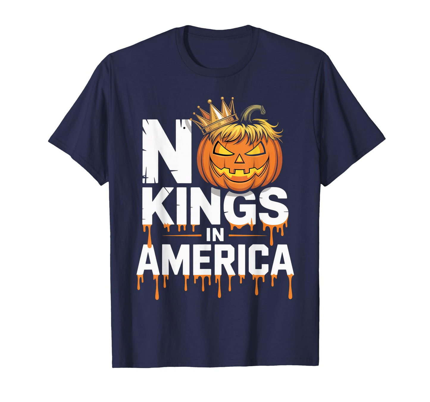 Funny No Kings Halloween 2025 Distressed USA Flag T-Shirt