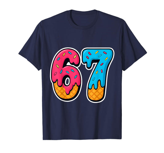 67 Ice Cream Drip Funny Six Seven Gen Alpha Meme Slang T-Shirt