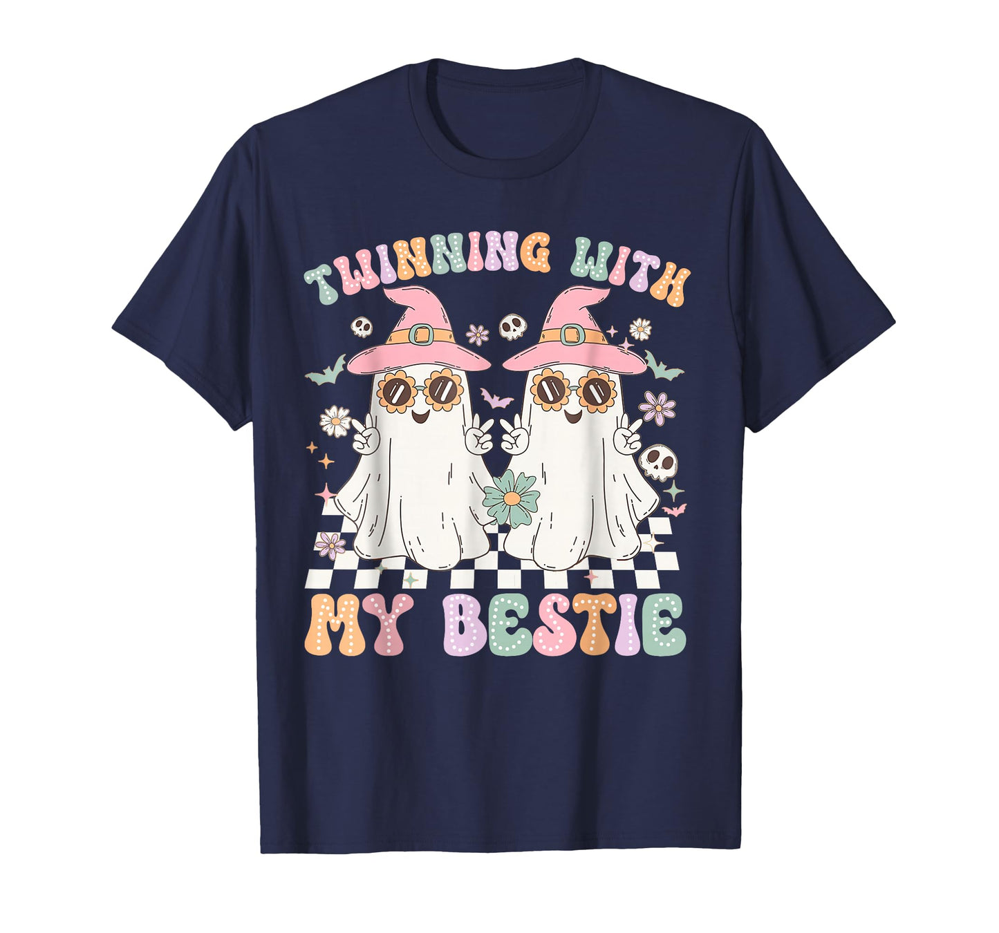 Groovy Twins Ghost Twinning With My Bestie Halloween Funny T-Shirt